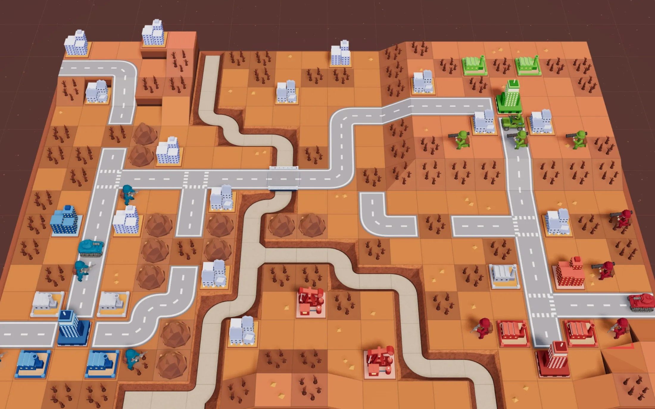 Low Sun campaign M07, Extractors: Wasteland canyons, three armies and a dirt road through the middle.