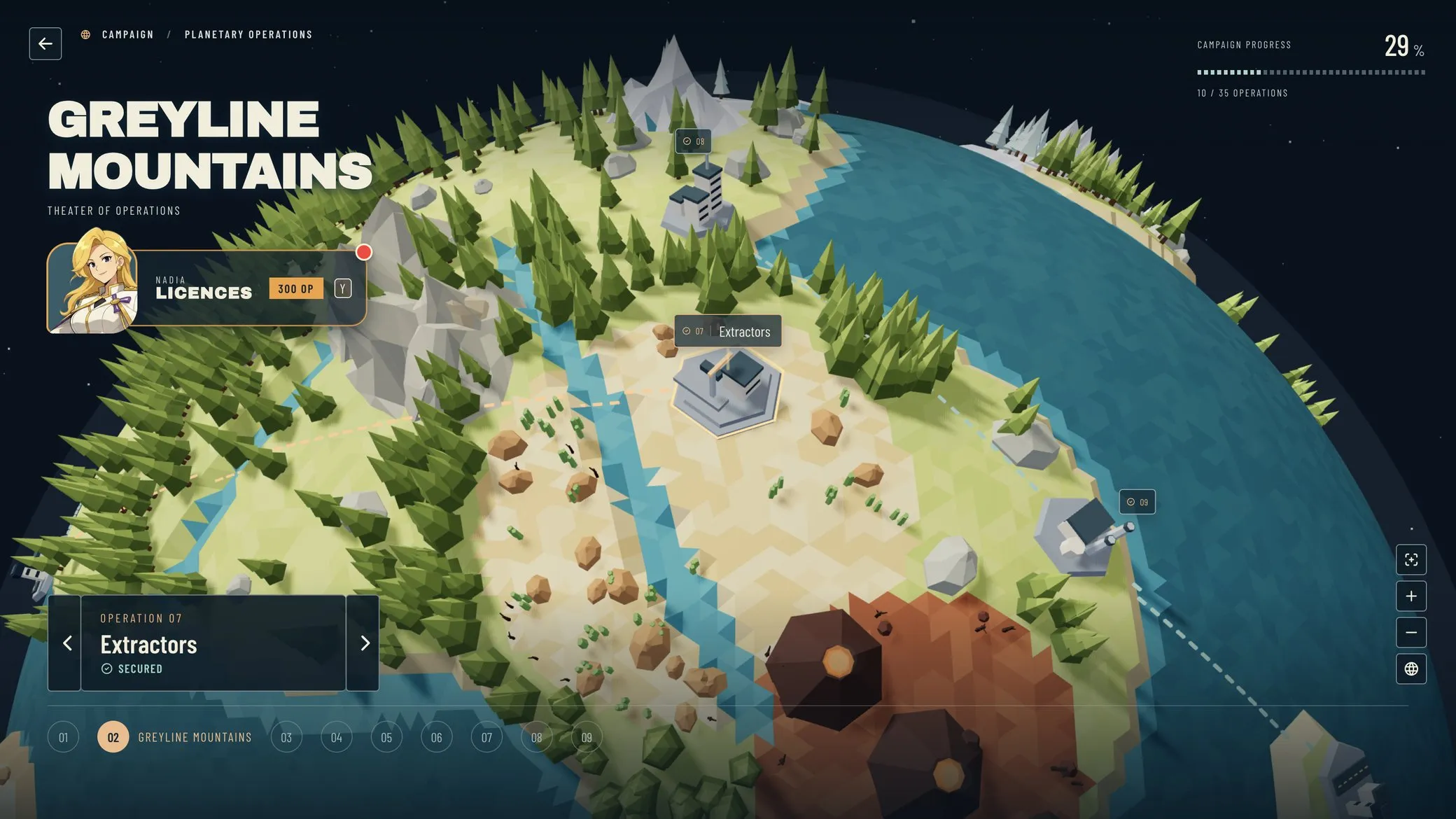 Low Sun campaign M07, Greyline Mountains: Forests, canyons and a river that carries the campaign inland.